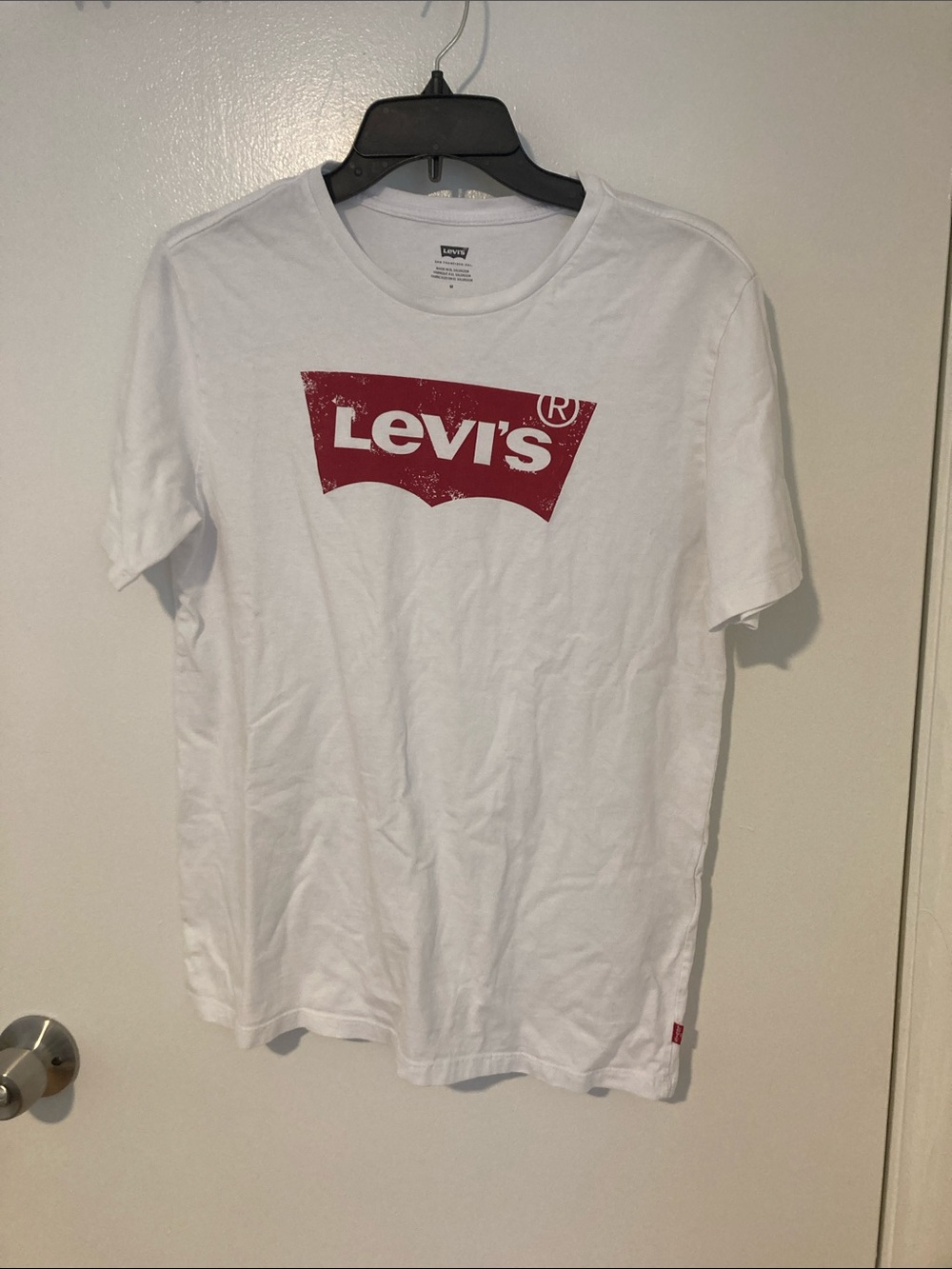 Levi's White Tee with Distressed Red Logo